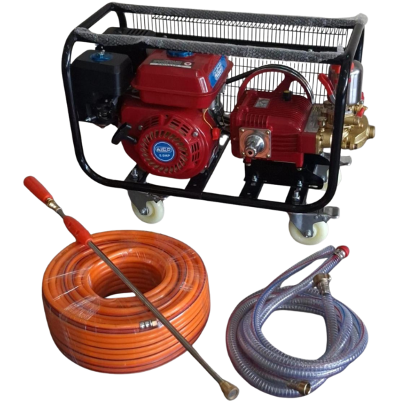 AICO Japan 5.0HP Trolley Power Sprayer – Engine-Driven with Hose Kit