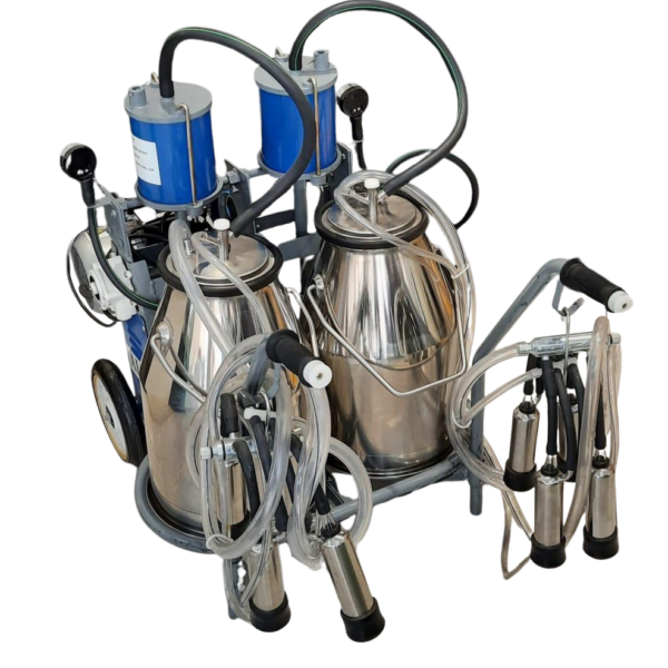 Mobile Double Bucket Electric Cow Milking Machine – 2 x 30L Stainless Steel