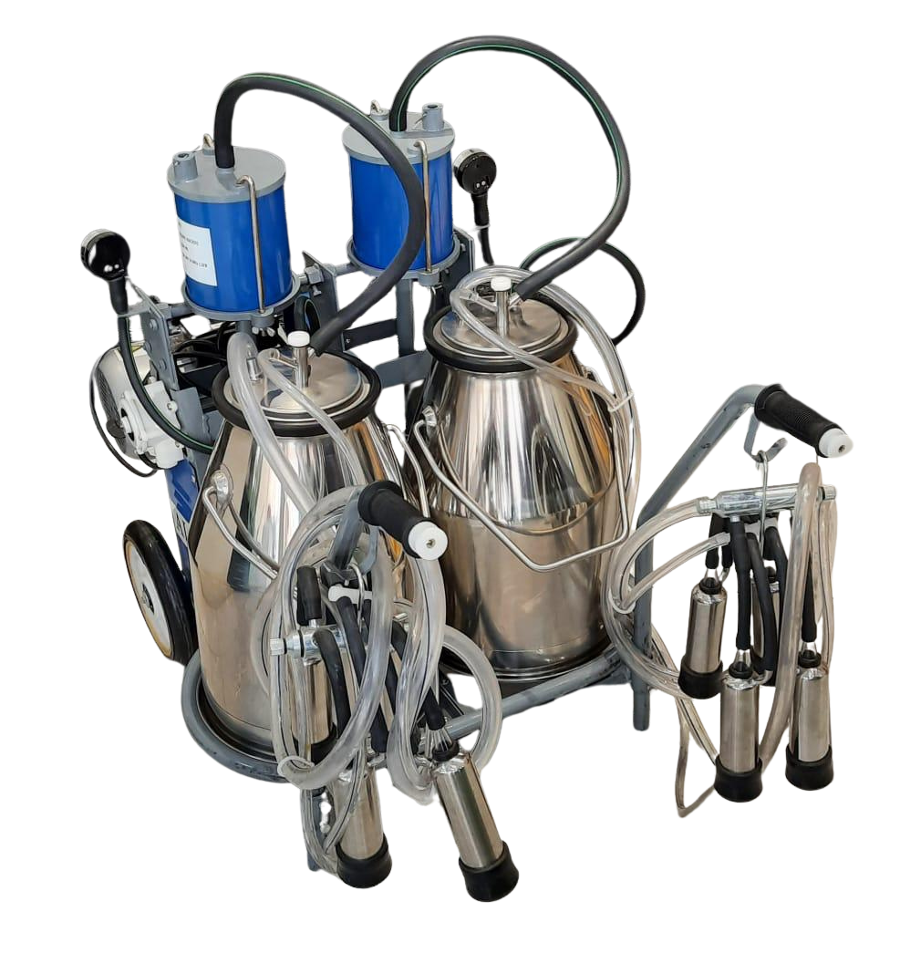 image2 Mobile Double Bucket Electric Cow Milking Machine – 2 x 30L Stainless Steel - Image 1